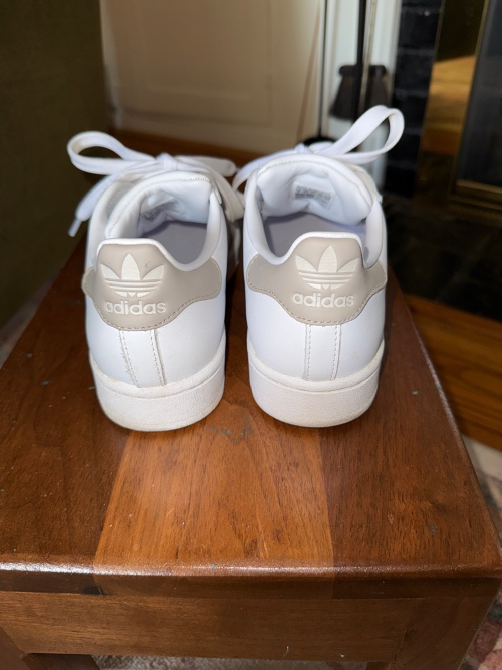 Adidas Tan and White Superstar Sneakers, size 6 - Picture 4 of 6